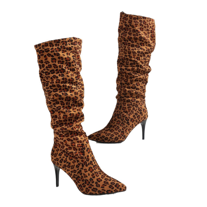 Damen Schicke Overknee-Stiefel mit raffiniertem Falten-Design Drune