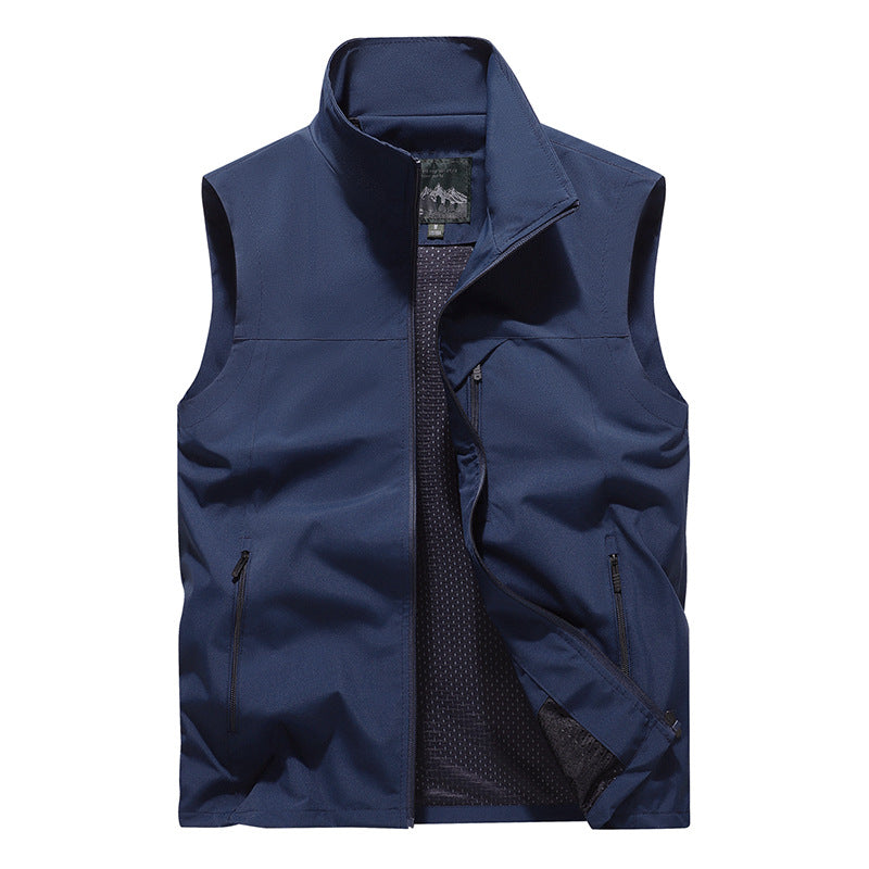 Herren Winddichte Softshell‑Outdoorweste mit belüftetem Mesh‑Innenfutter und verdeckten Reißverschlusstaschen Drune