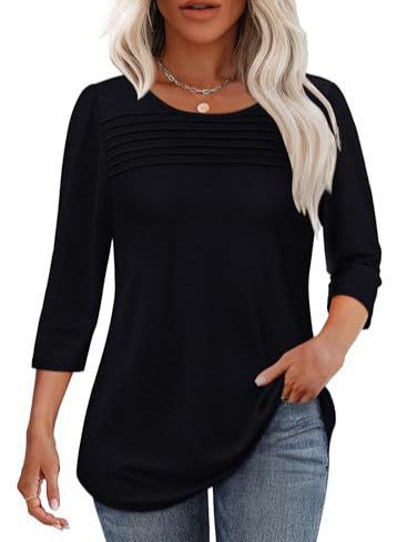 Damen Langarmshirt mit Plissee-Details Drune