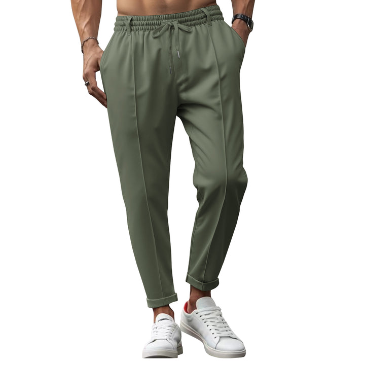 Herren nan lässige Chino-Jogginghose mit elastischem Bund und Bügelfalte Drune