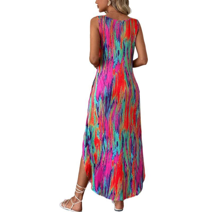 Damen Maxikleid mit seitlichen Taschen und modischem Streifenmuster Drune