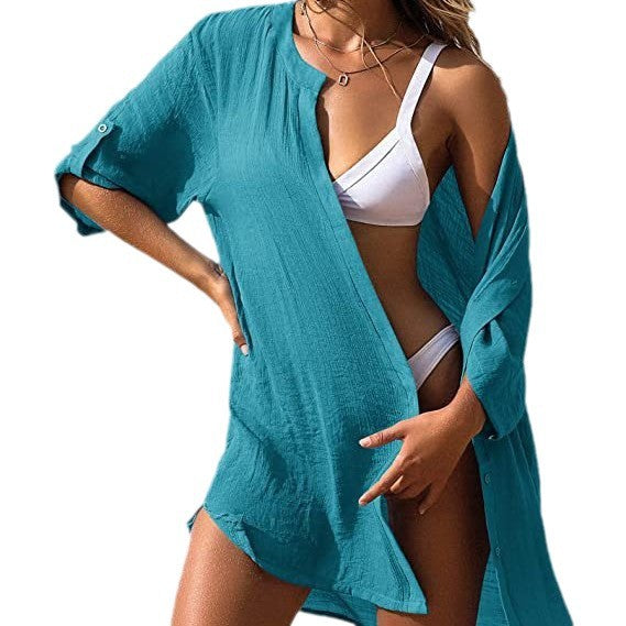 Damen lässiges Leinenhemd Kleid Drune