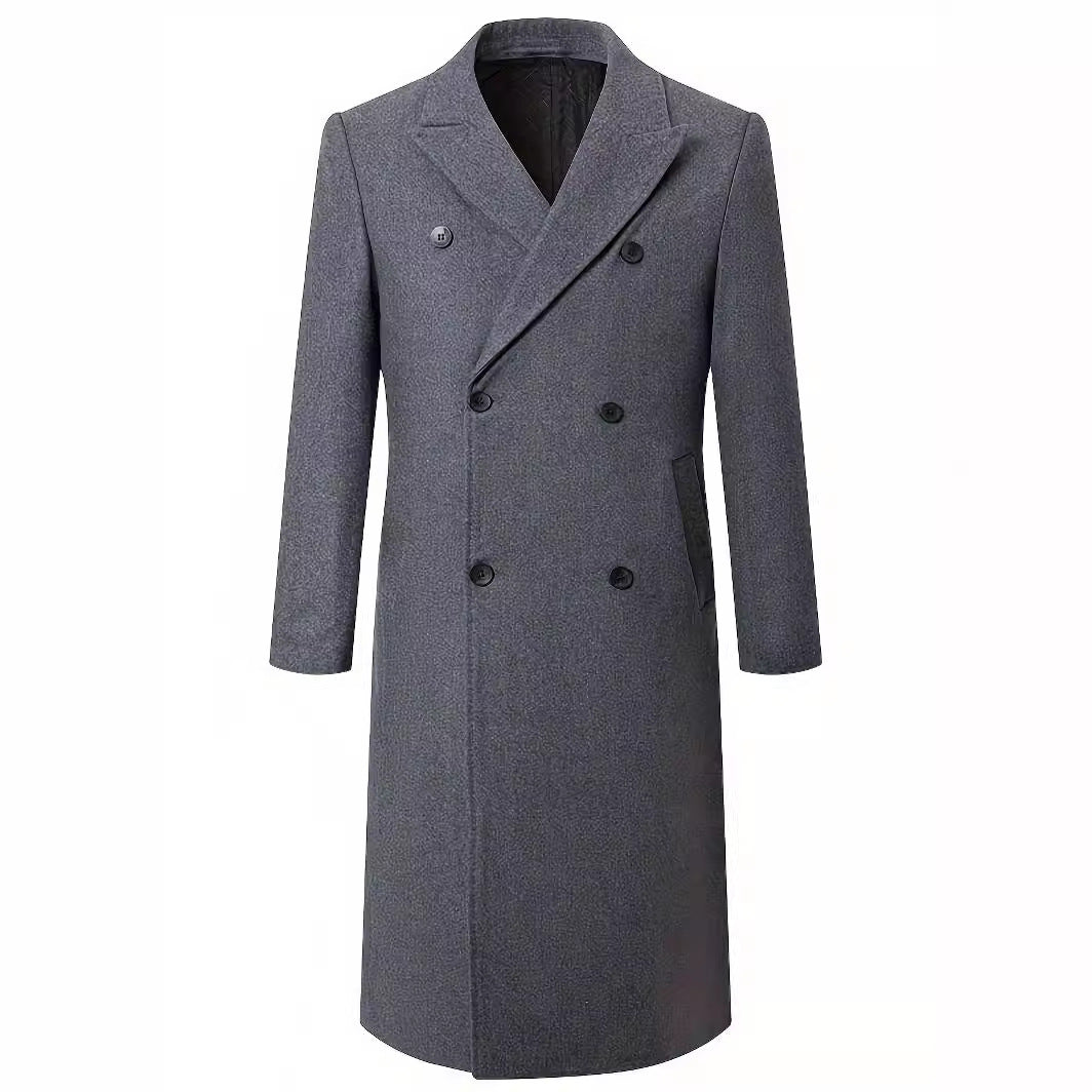 Herren eleganter Doppelt verschlussschnitt Mantel mit traditionellen Kragen Drune