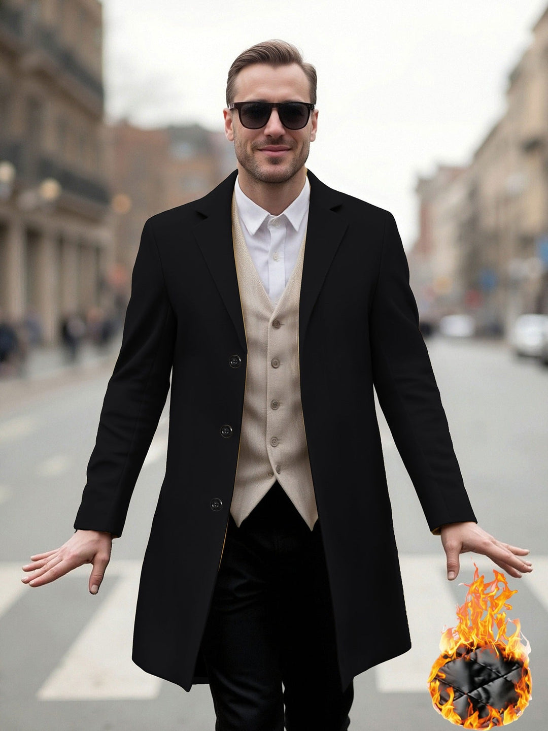 Herren eleganter Langmantel mit modernem Schnitt und optimalem Tragekomfort Drune