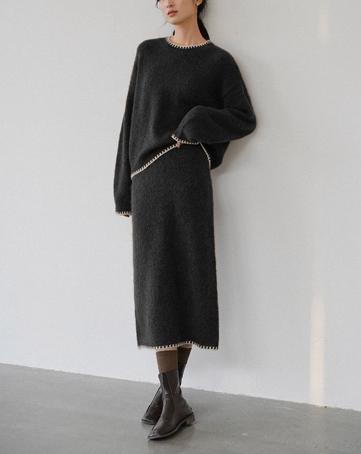 Damen kuscheliges Strickensemble mit eleganten Details Drune