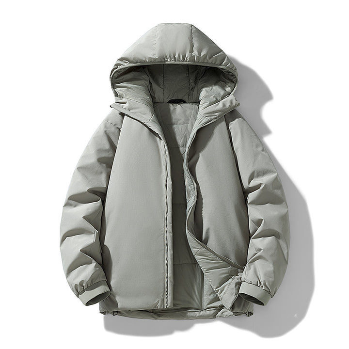 Herren Gefütterte Thermo-Winterjacke mit Kapuze, winddichter Shell und elastischen Bündchen Drune