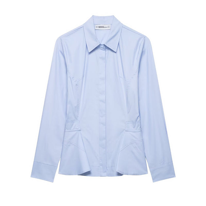 Damen Taillierter Hemdblazer mit verdeckter Knopfleiste, Eingrifftaschen und schmaler Silhouette Drune