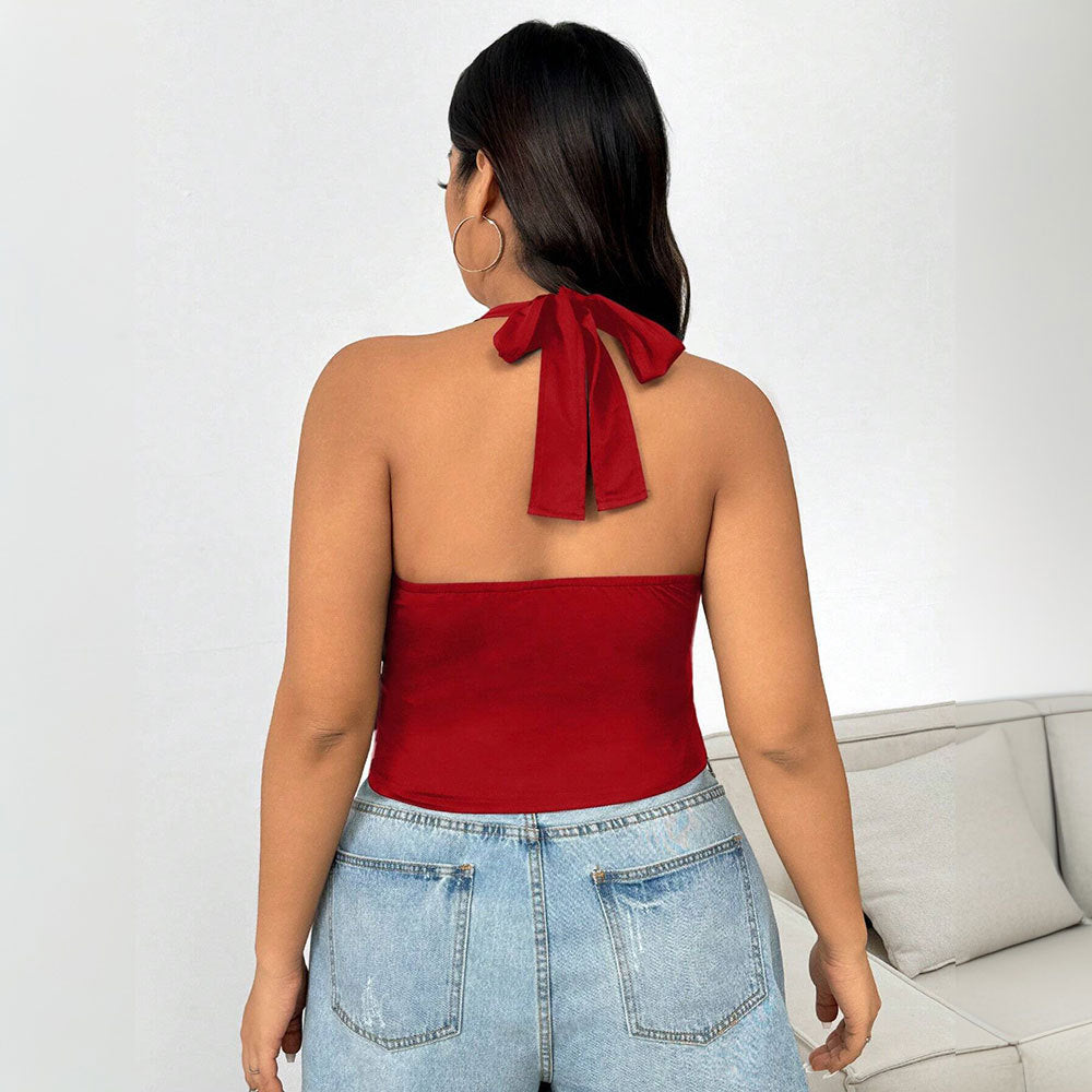 Damen Crop-Top mit tiefem V-Ausschnitt und tailliertem Schnitt Drune