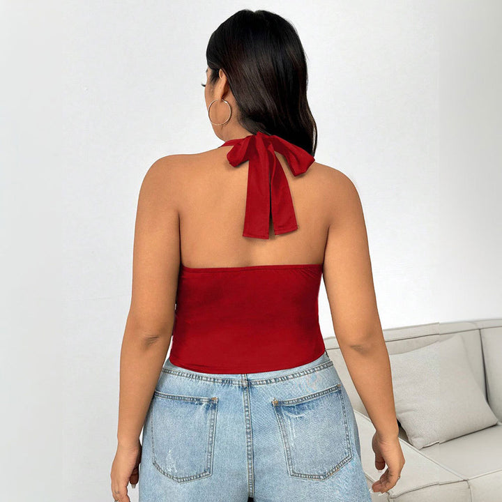 Damen Crop-Top mit tiefem V-Ausschnitt und tailliertem Schnitt Drune