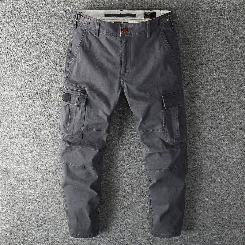 Herren Robuste Baumwoll-Cargohose mit verstärkten Knien und verstellbarem Bund Drune
