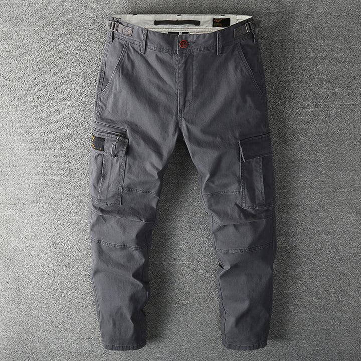 Herren Robuste Baumwoll-Cargohose mit verstärkten Knien und verstellbarem Bund Drune