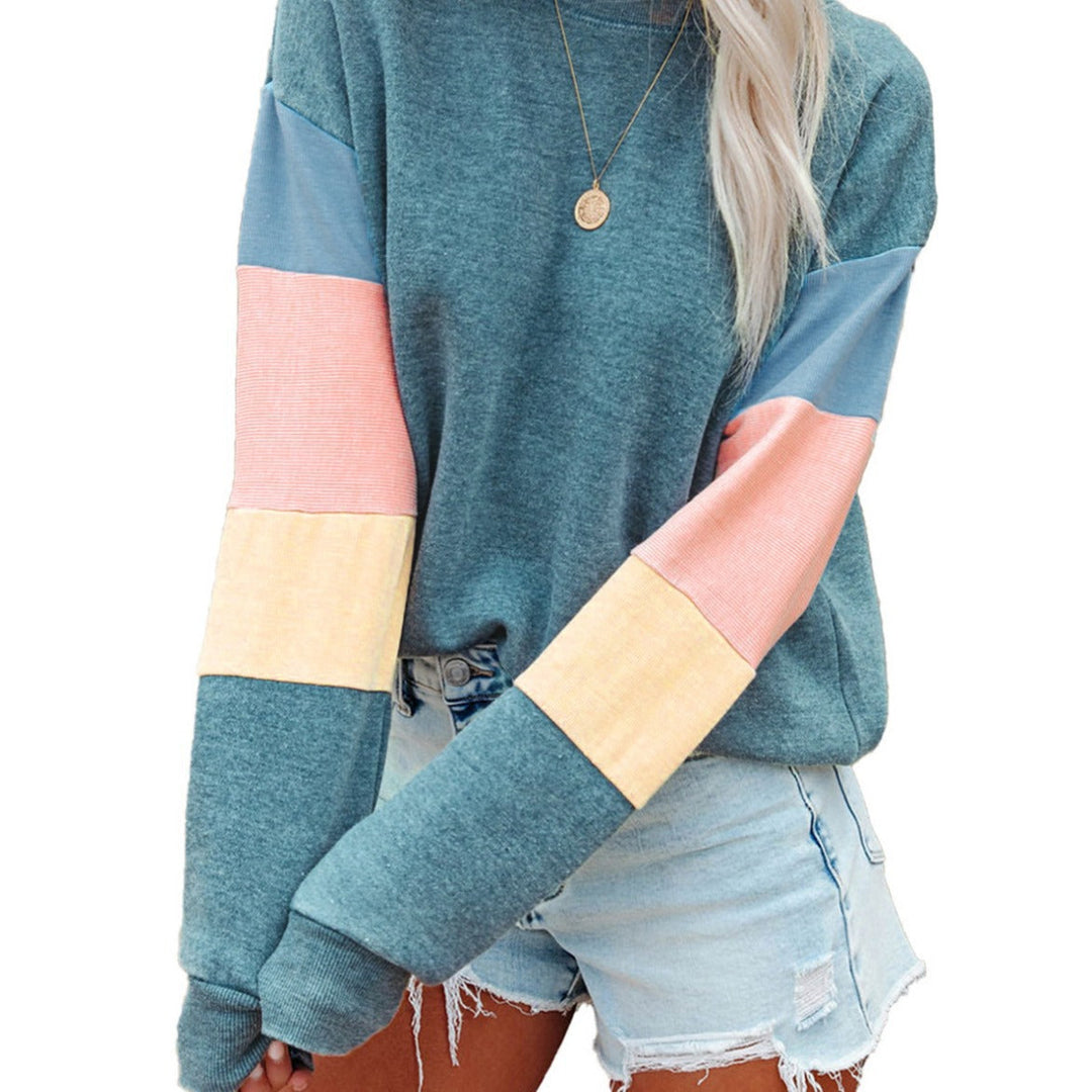 Damen Freizeitpullover mit buntem Ärmeldesign Drune