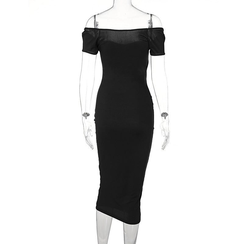 Damen Figurnahes Midi-Kleid mit schulterfreiem Design und eleganten Raffungseffekten Drune