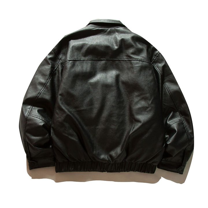 Herren Boxy Kunstleder-Blouson mit Pattentaschen und elastischem Saum Drune