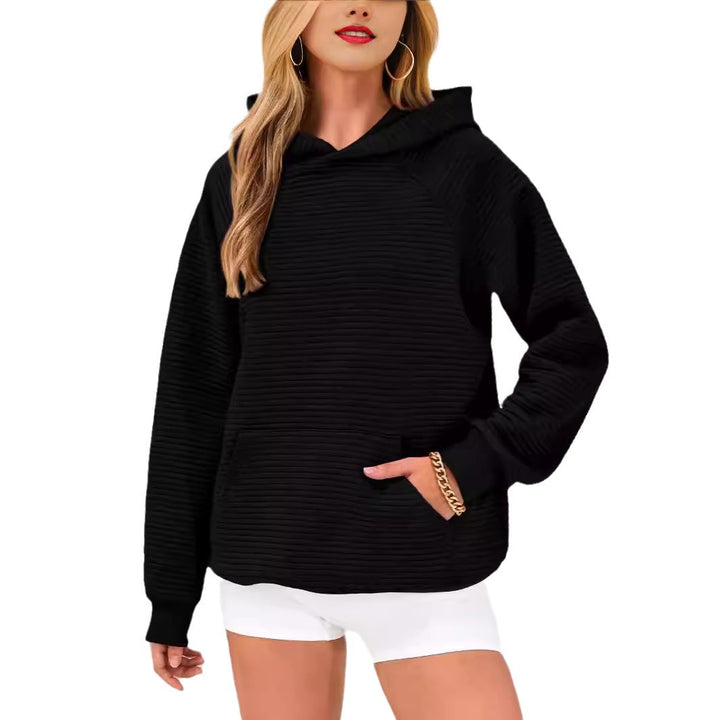 Damen modischer Kapuzenpullover mit strukturiertem Oberflächenmuster Drune