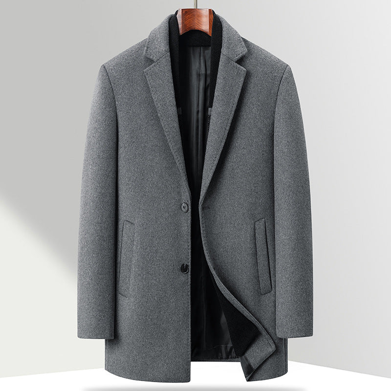 Herren Business-Kurzmantel aus Premium-Wollmix mit Reverskragen und seitlichen Leistentaschen Drune