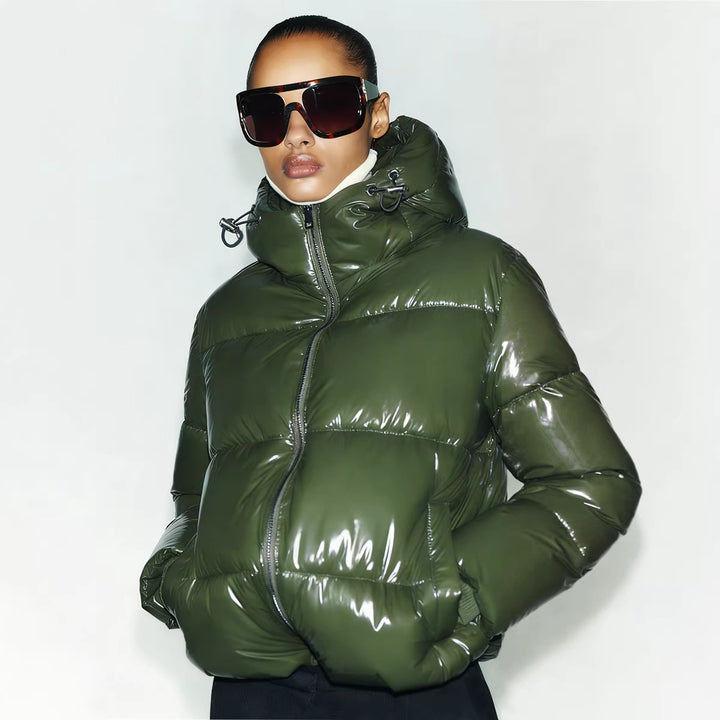 Damen Stylische Daunenjacke mit Kapuze