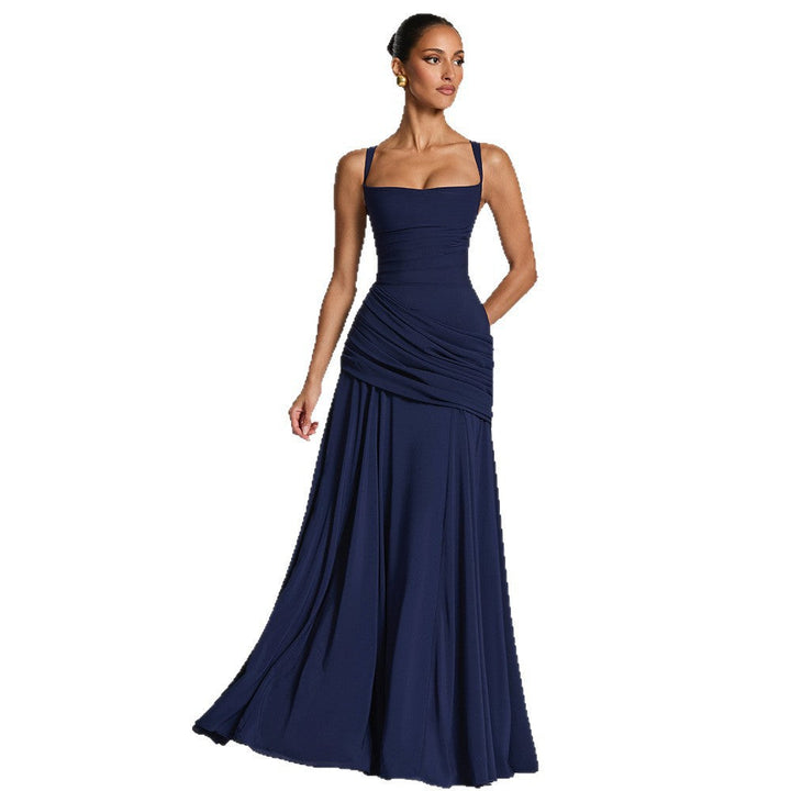 Damen Elegantes Abendkleid mit Off-Shoulder-Design und Fließendem Cape Drune