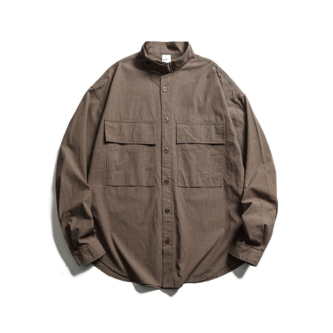 Herren Karo-Hemdjacke mit Stehkragen und aufgesetzten Brusttaschen Drune