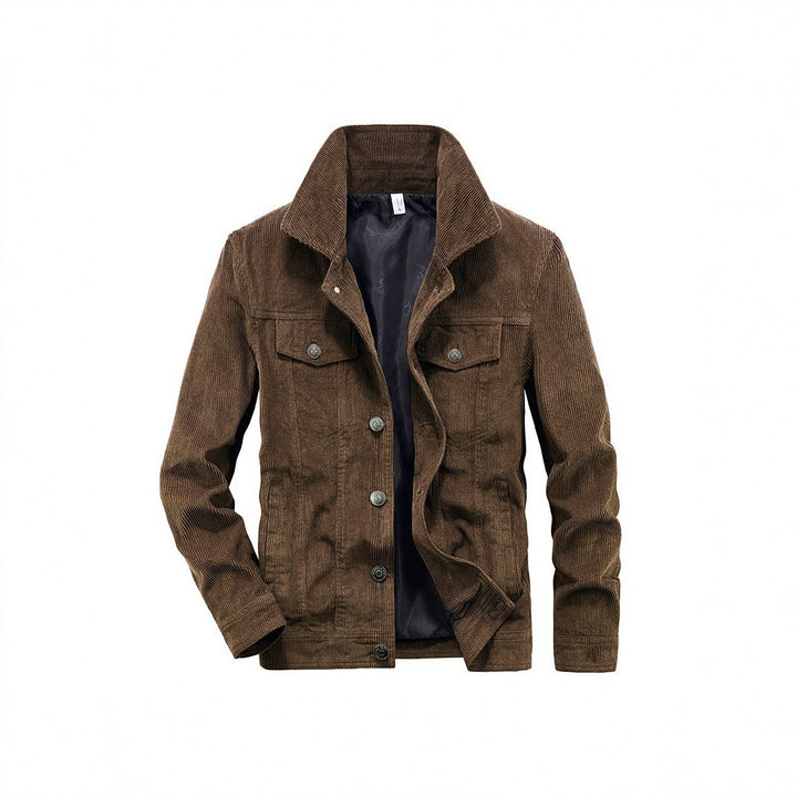 Herren Cordjacke aus Feincord mit Hemdkragen, Brustklappen und gesteppter Innenfütterung Drune