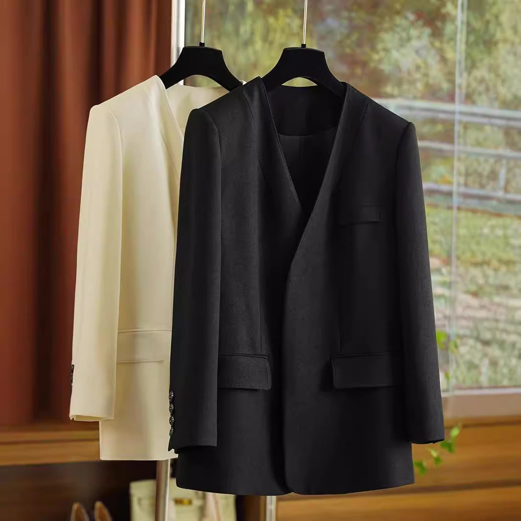 Damen Eleganter Blazer ohne Verschluss Drune
