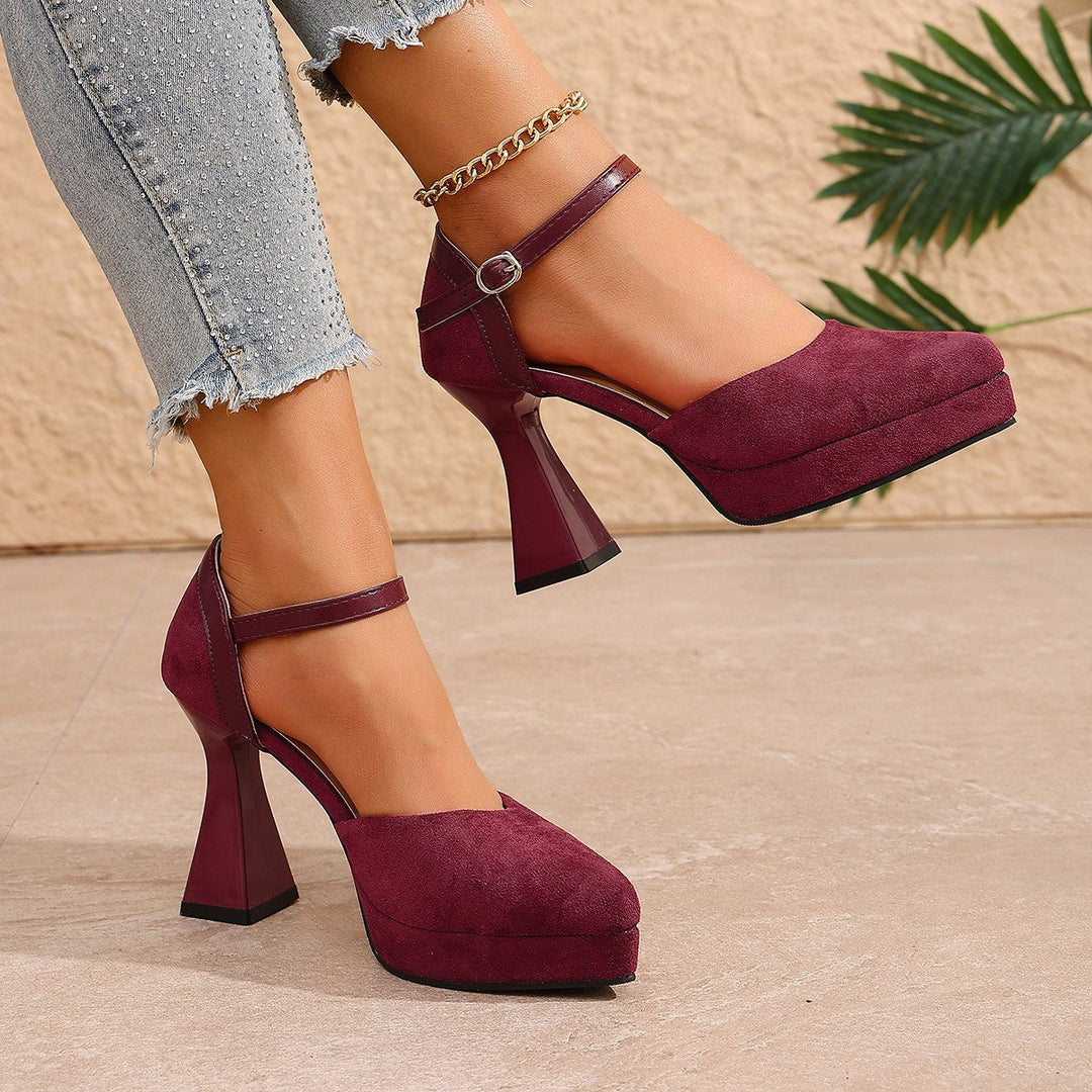 Damen Elegante Plateau-Pumps mit Riemchen Drune