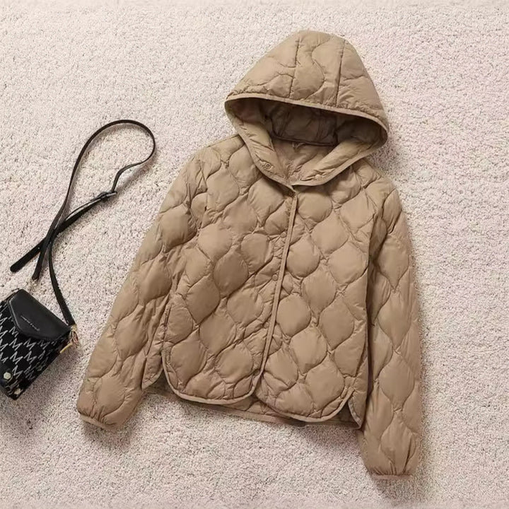 Damen Gefütterte Steppjacke mit Kapuze und kreisförmiger Steppung Drune