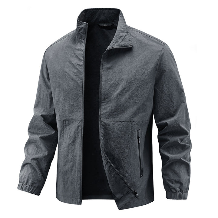 Herren Leichte technische Übergangsjacke mit Stehkragen atmungsaktivem Mesh-Futter und wasserabweisenden Reißverschlusstaschen Drune