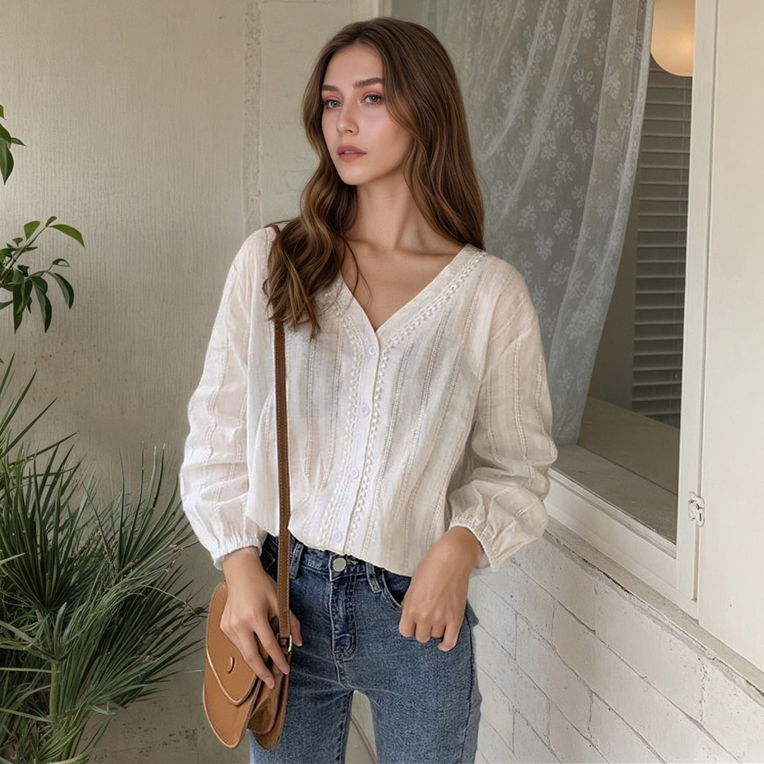 Damen Elegante und luftige Bluse mit Knopfdetails Drune