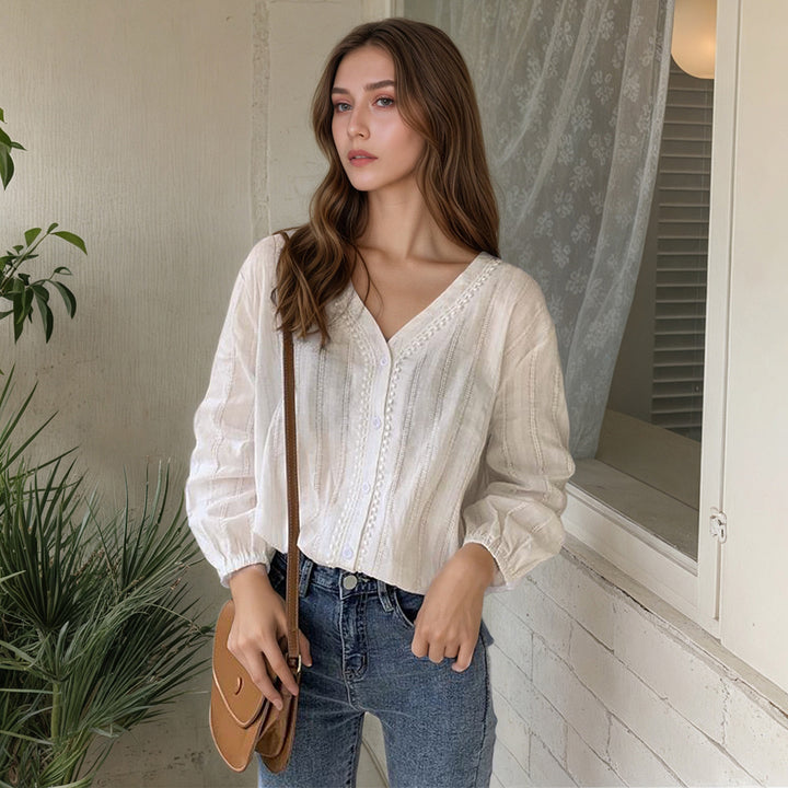Damen Elegante und luftige Bluse mit Knopfdetails Drune