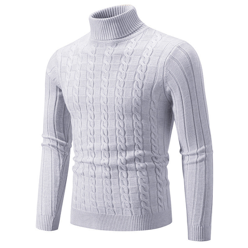 Herren modischer Rollkragenpullover mit strukturiertem Zopfdesign Drune