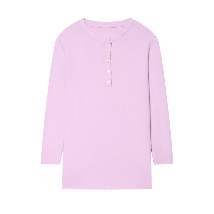 Damen Gestreiftes Rippstrick-Henleyshirt mit Knopfleiste und schmaler Passform Drune