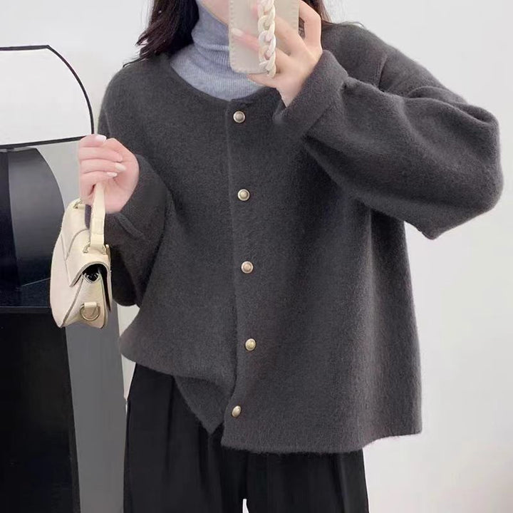 Damen kuscheliger Strickcardigan mit edlen Knöpfen und weitem Schnitt Drune