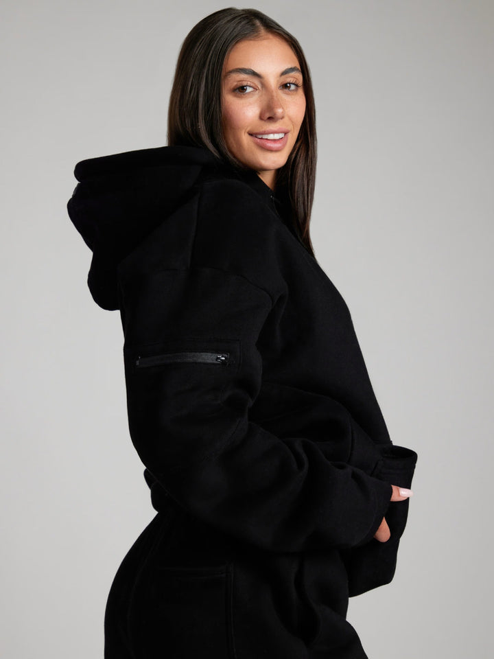 Damen Oversized Kapuzenpullover mit integrierter gepolsterter Schlafmaske Drune
