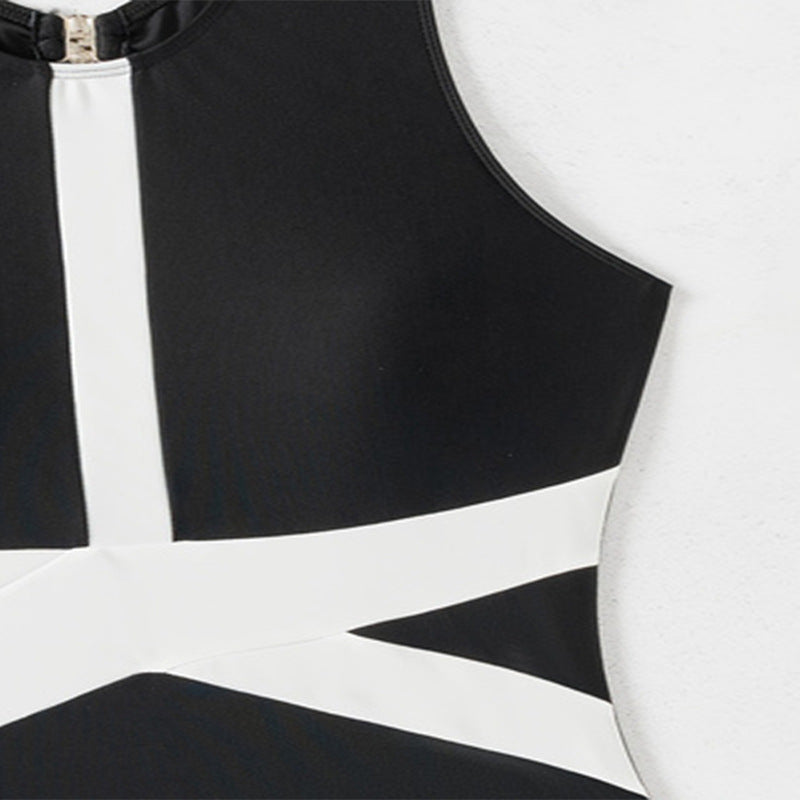 Damen Einteiliger Badeanzug mit sportlichem Reißverschluss und stylischem Farbblock-Design Drune