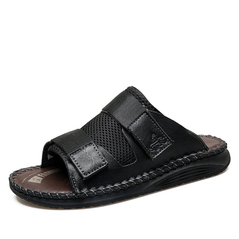 Herren Atmungsaktive Leder-Sandalen mit verstellbarem Klettverschluss Drune