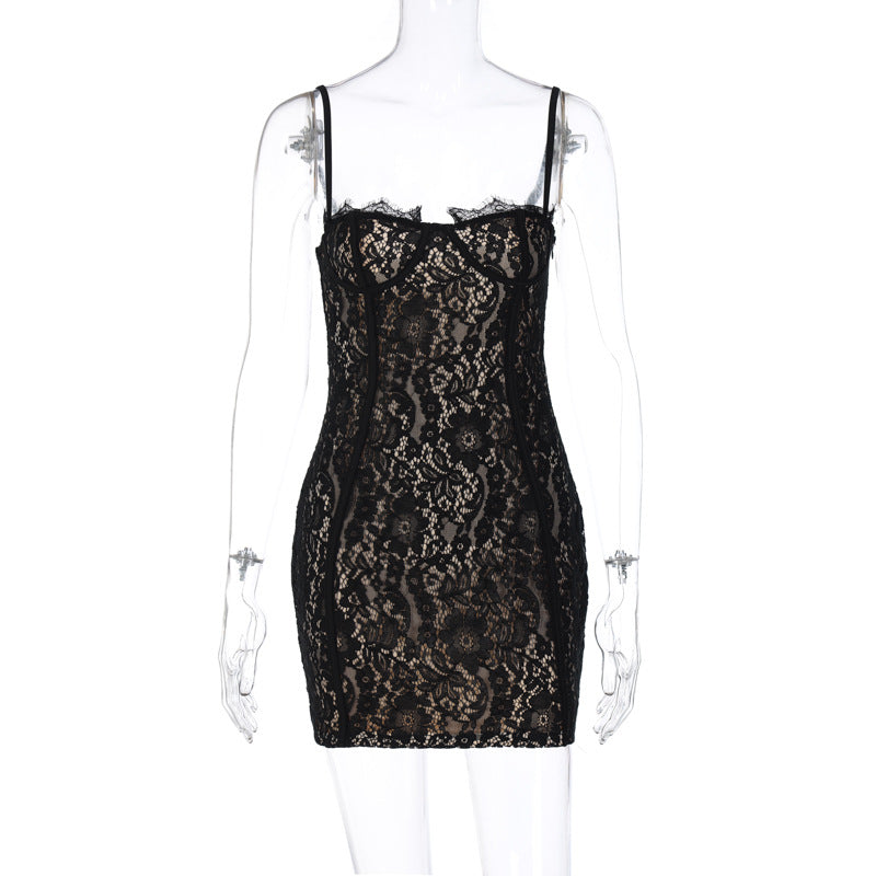 Damen Spitzenbodycon-Kleid Drune