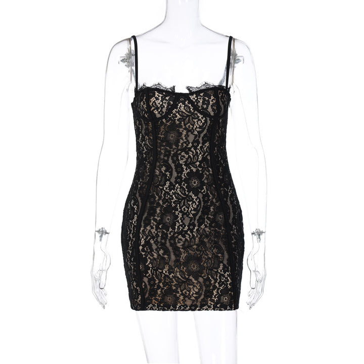 Damen Spitzenbodycon-Kleid Drune