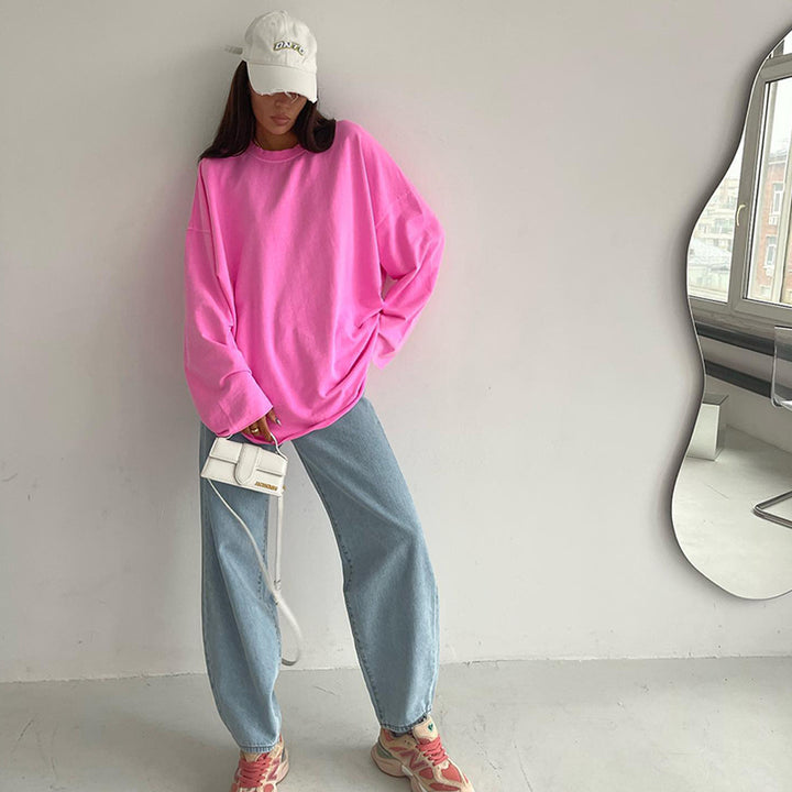 Damen legeres und oversized Langarmshirt Drune
