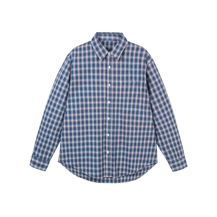 Herren Legeres Karo-Hemd im Overshirt-Stil mit Button-Down-Kragen und abgerundetem Saum Drune