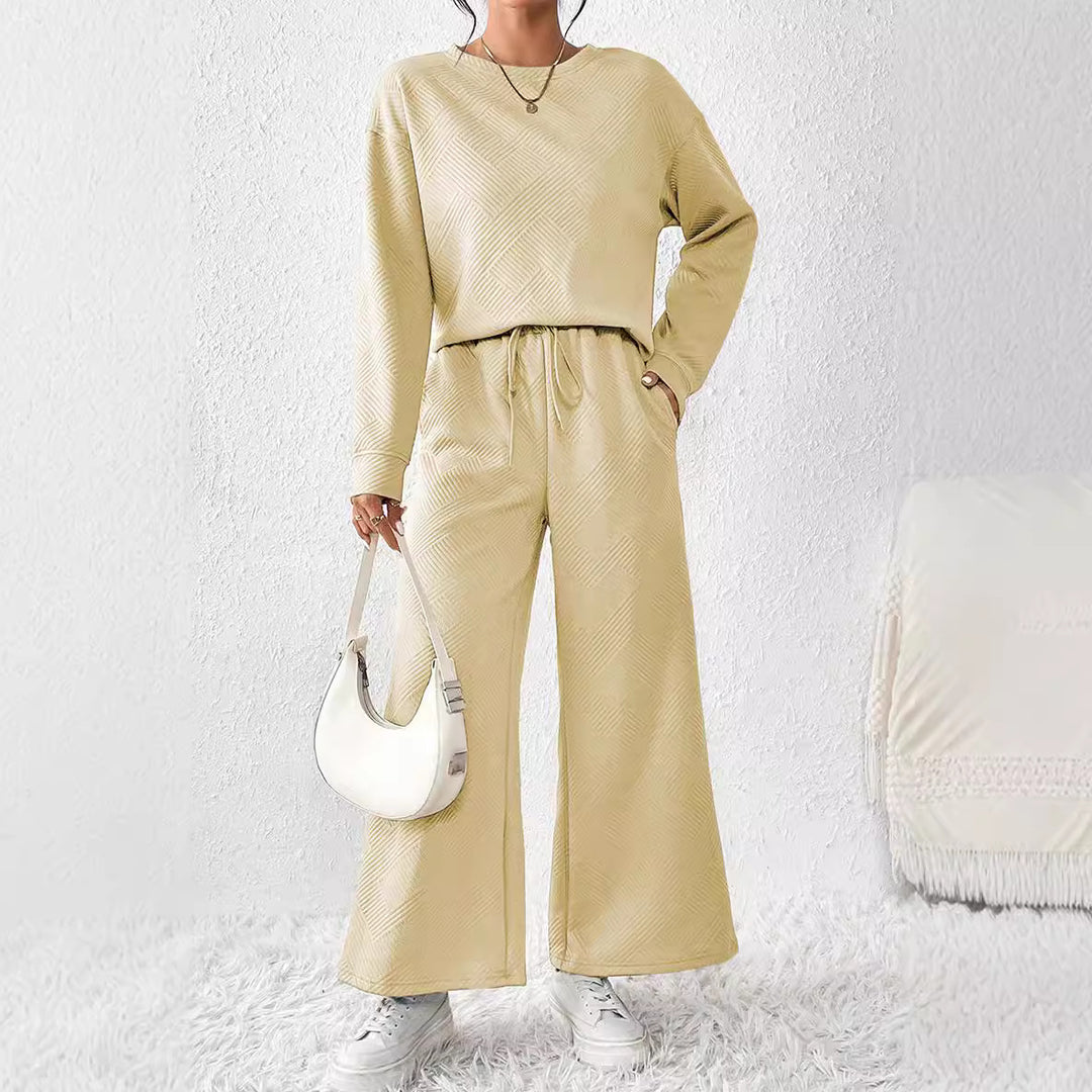Damen gemütliches Lounge-Set mit strukturiertem Muster Drune