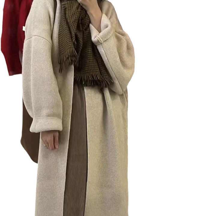 Damen Langstrickmantel mit übergroßem Schnitt und weichem Fleece Drune