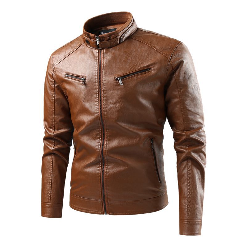 Herren modische Kunstlederjacke mit Steppdetails Drune