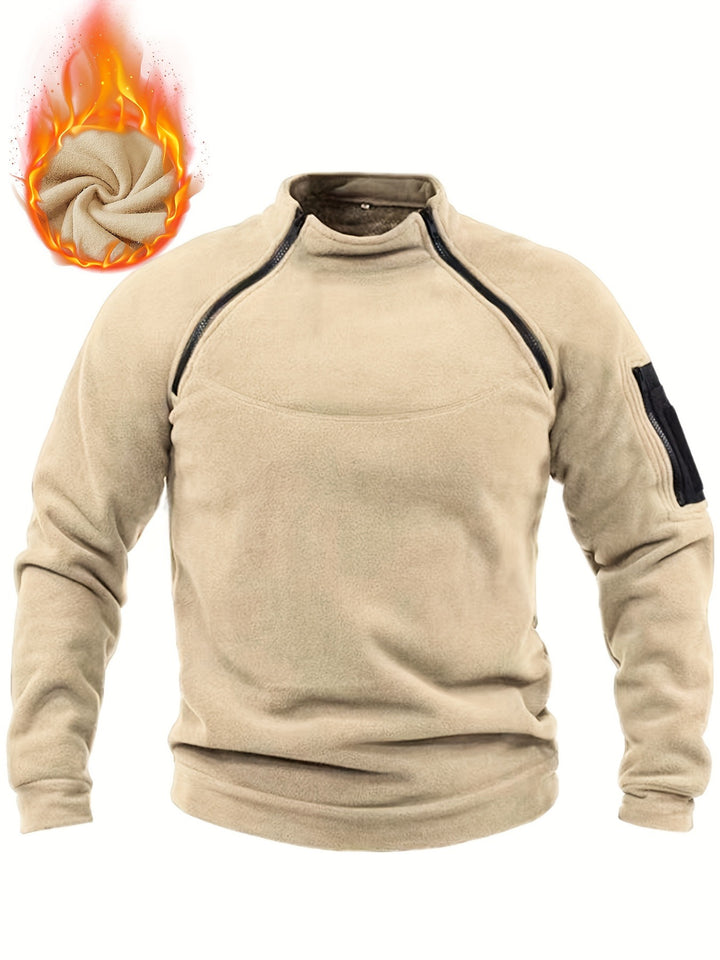 Herren Thermo-Fleecepullover mit Schulter-Reißverschlüssen & Ärmeltasche Drune
