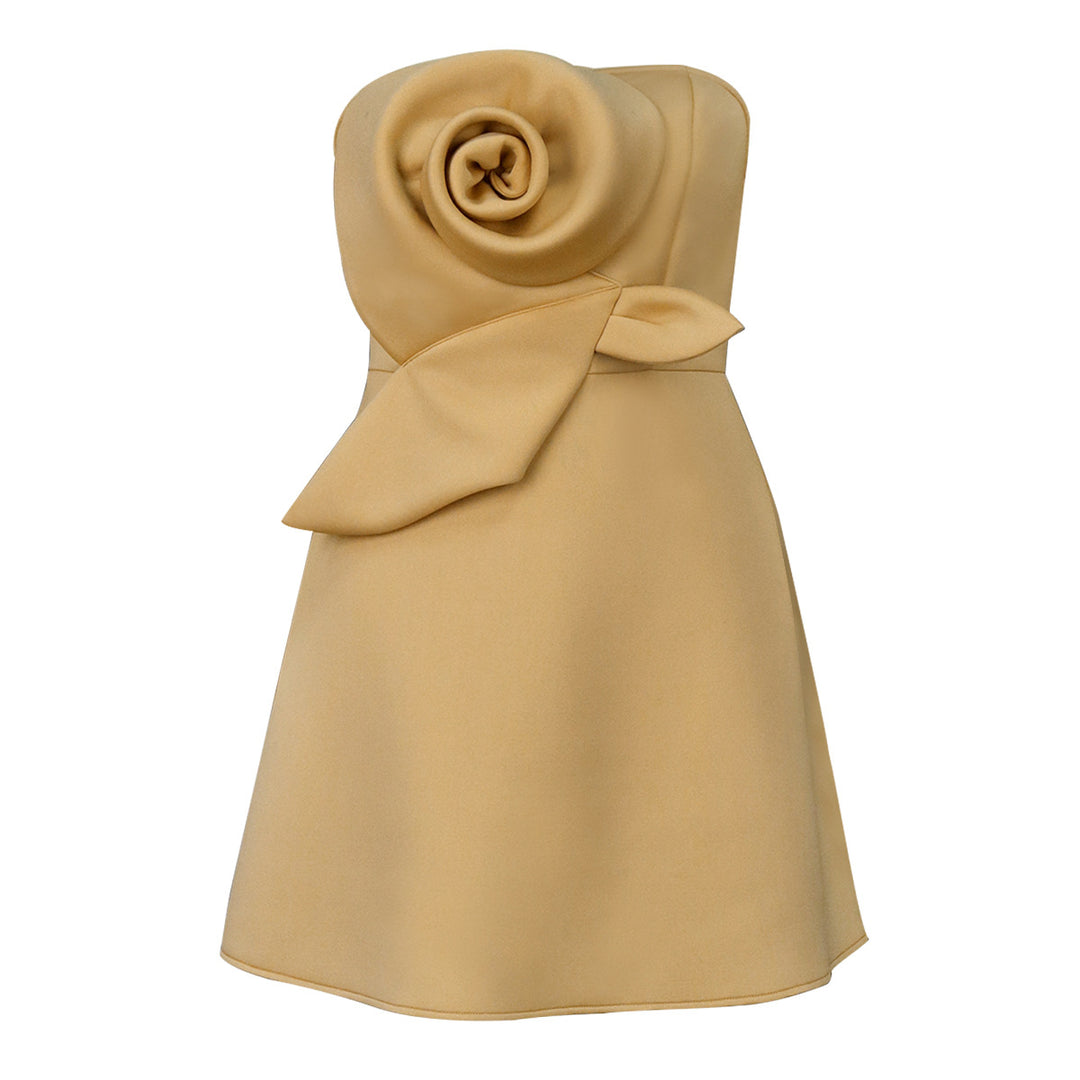 Damen elegantes Trauzeugen-Kleid mit voluminösem Rosen-Detail Drune