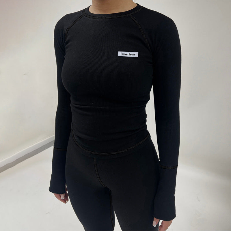 Damen Sportliches Funktions-Set mit langärmligem Oberteil und enganliegender Hose Drune