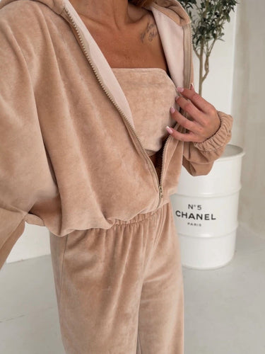 Drune | Kapuzen Strickjacke und Elastische Weit Geschnittene Hose