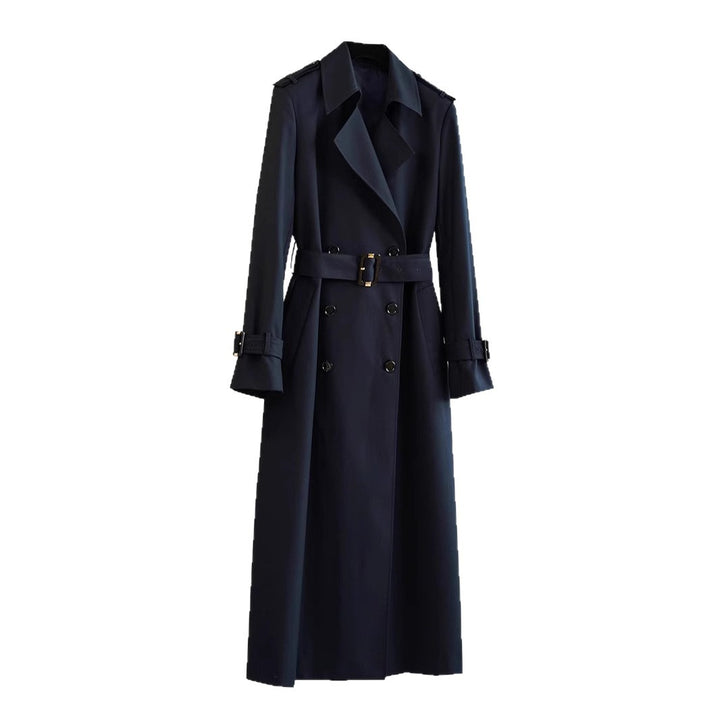 Damen Doppelreihiger taillierter Trenchcoat mit Gürtel, Schulterklappen & verstellbaren Manschetten Drune