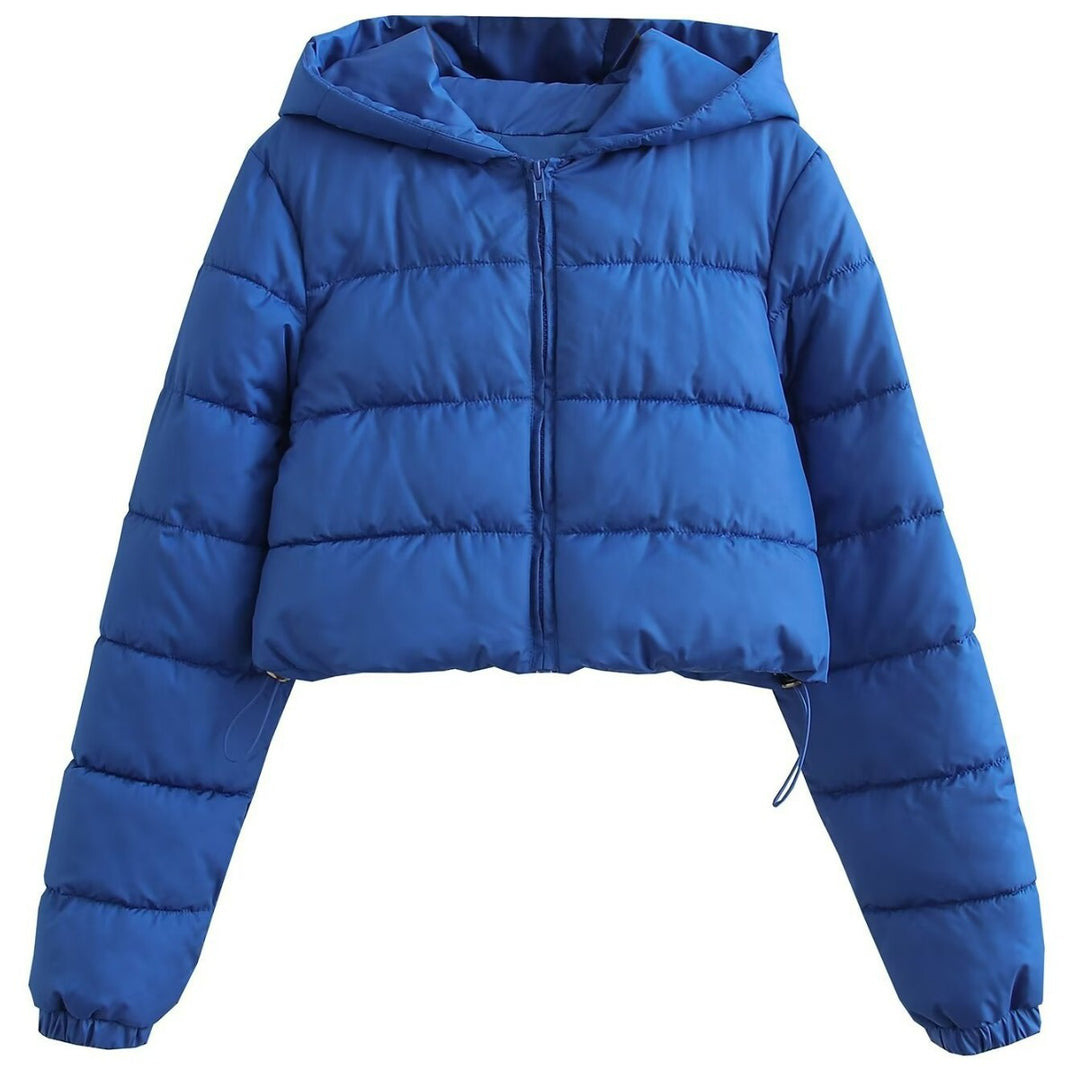 Damen Kurze gesteppte Kapuzen‑Steppjacke mit Tunnelzug und Reißverschluss Drune