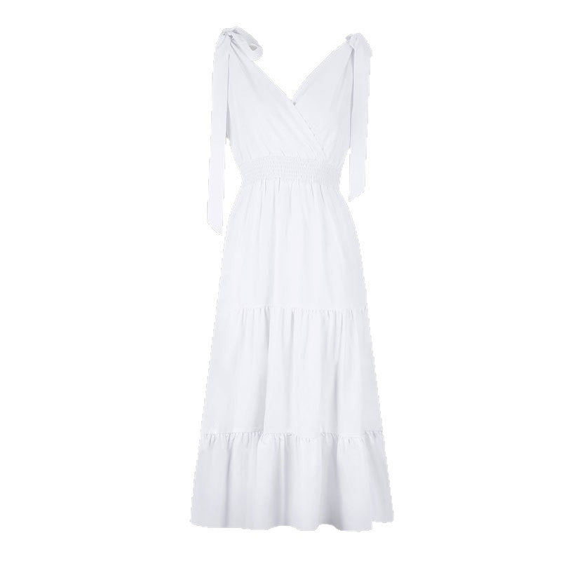 Damen Maxikleid mit schickem V-Ausschnitt und Rüschendetail Drune